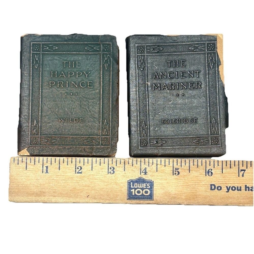 Antique Mini Little Leather Library Books Wilde Happy Prince Coleridge Mariner - Picture 5 of 10